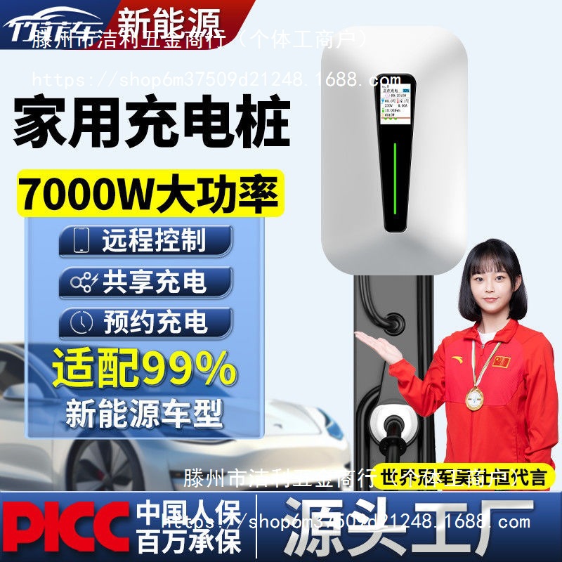 新能源电动汽车家用充电桩7KW 比亚迪特斯拉小鹏埃安理想大众通用