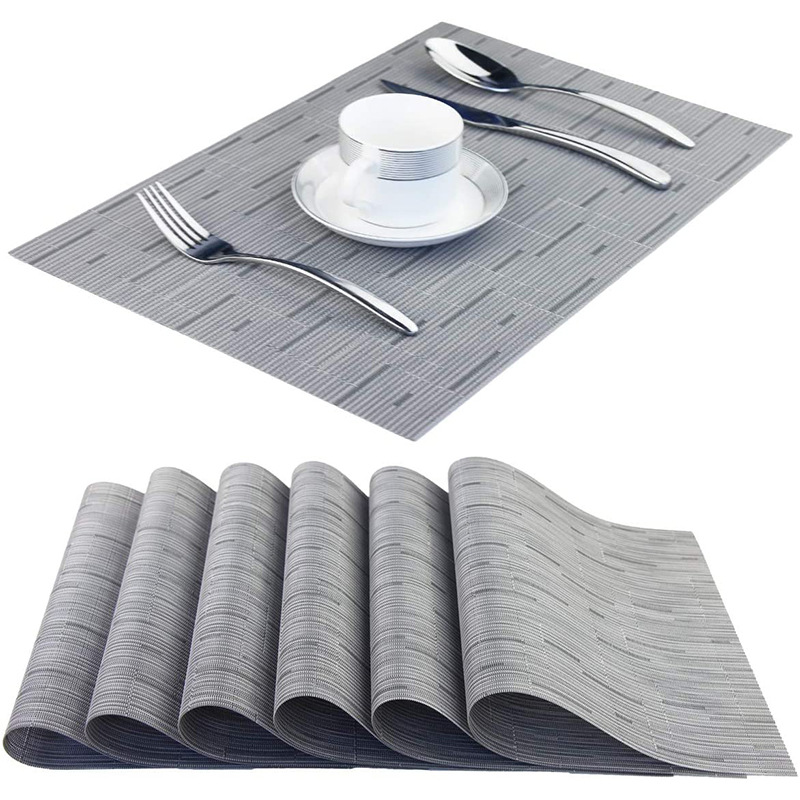 PVC mantel de bambú posavasos vinilo lavable estera de mesa fácil de limpiar Mesa tejida estera posavasos