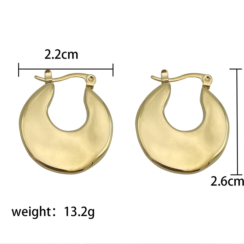 Retro U Shape Stainless Steel Plating Hoop Earrings 1 Pair display picture 2