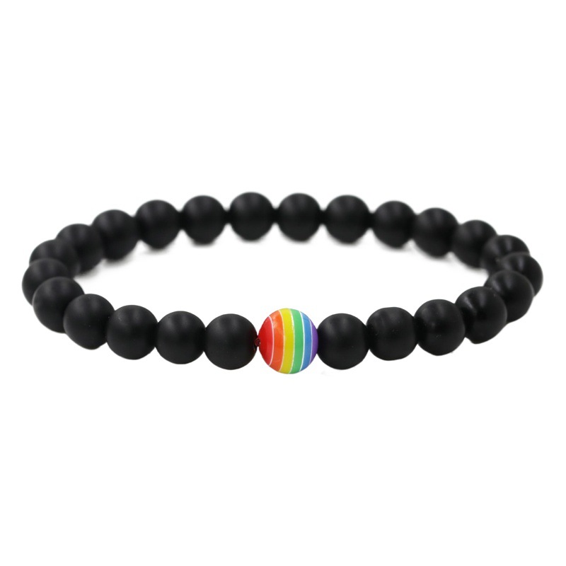 AliExpress de comercio exterior de piedra volcánica pulsera de pareja cuentas de colores blanco turquesa piedra de ojo de tigre pulsera de cuentas