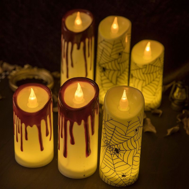 国境を越えた新しいハロウィーン LED 電子キャンドルシミュレーション涙痕ナイトライト雰囲気装飾アレンジメント小さな装飾品|undefined