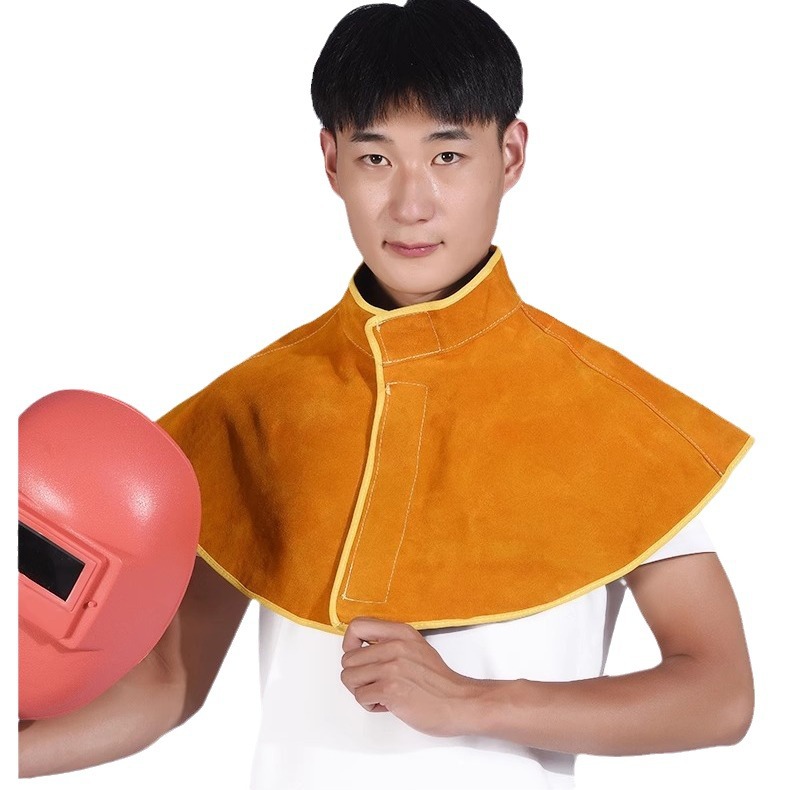 Chaleco-protector de piel de vaca pura - Para soldadura eléctrica, protección contra salpicaduras de chispas y escaldaduras, engrosado y amplio, diseño de gorra-capucha, también para搬运