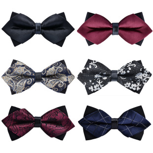 Pointed Bow Tie Groom Wedding Black Men's Suit wine red Bow Dress Wedding Best Man Korean Style British Style
