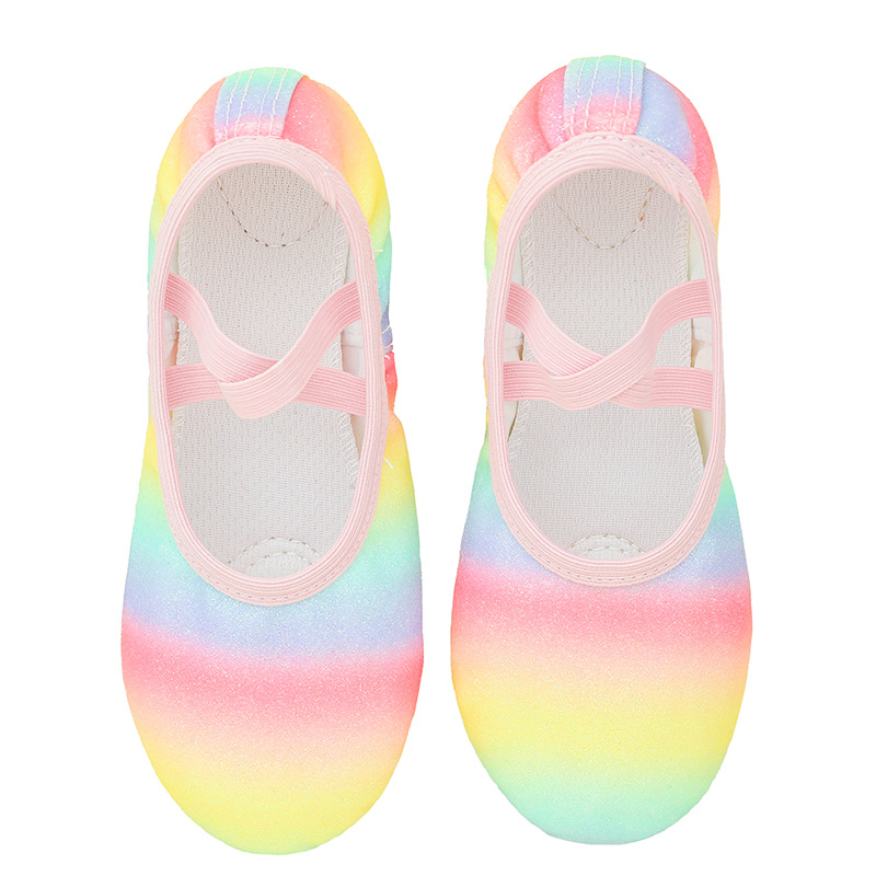 Niña ballet garra de gato zapatos de baile para niños pequeños fondo suave arco iris antideslizante y resistente al desgaste zapatos de baile para niños rendimiento para niños
