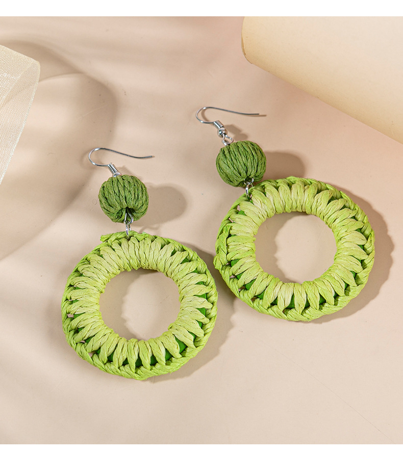 16g Weight Drop Earrings Classification 1 Pair Hawaiian Round Raffia Women's Drop Earrings