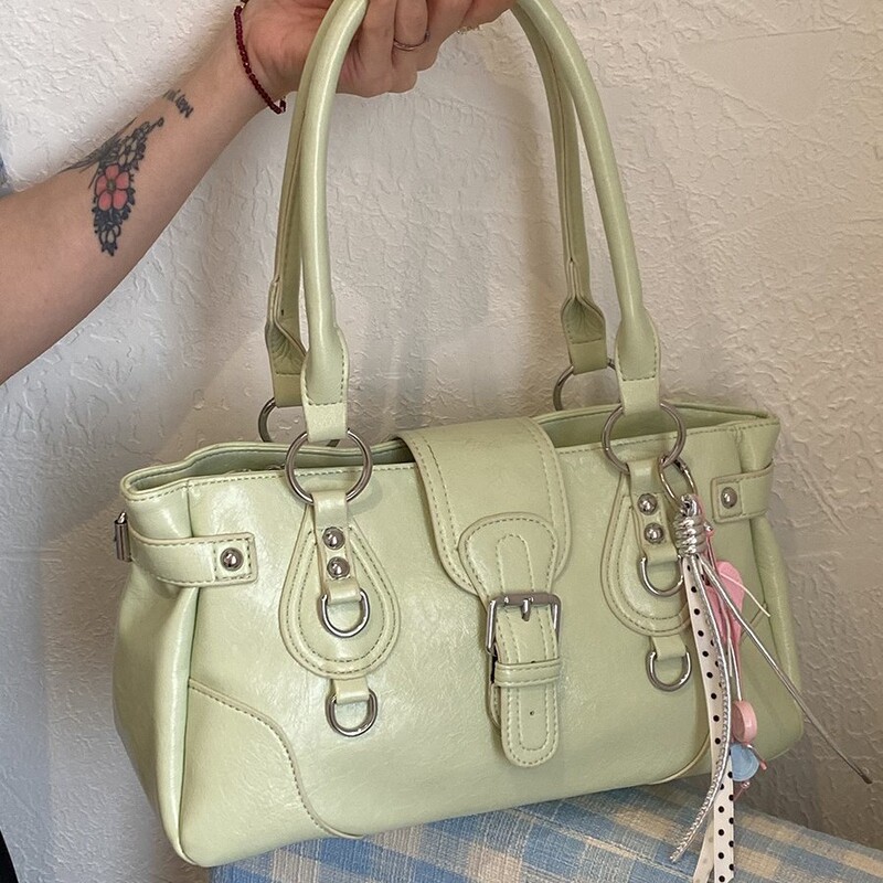 Korean Fashion Trendy Tote Bag for Women 2026 Summer New Motorcycle Style Versatile Commuter Shoulder Underarm Bag Korean Fashion Trendy Tote Bag for Women 2026 Summer New Motorcycle Style Versatile Commuter Shoulder Underarm Bag