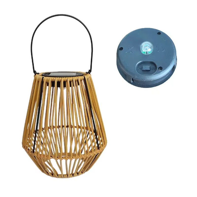 Nuevo comercio exterior transfronterizo solar tejido de ratán camping al aire libre casa patio jardín pabellón restaurante lámpara de patio led