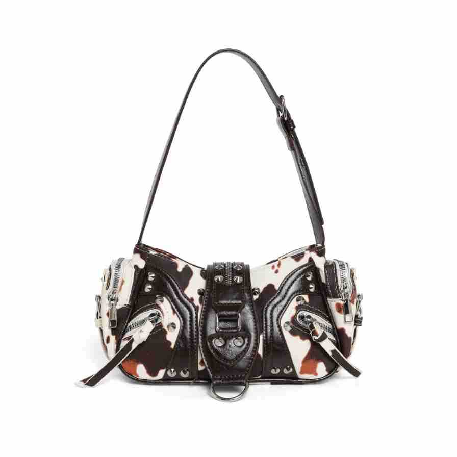 Nicho de diseño de chicas calientes retro Y2K cera de aceite de cuero hombro mochila de locomotiva brazalete de invierno nueva bolsa de hombro de mujer