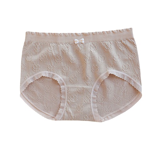 N8293 Cream Bunny Modal  Spring and Summer Wooden Ear Bow Cute Seamless Hip-covering Women's Underwear