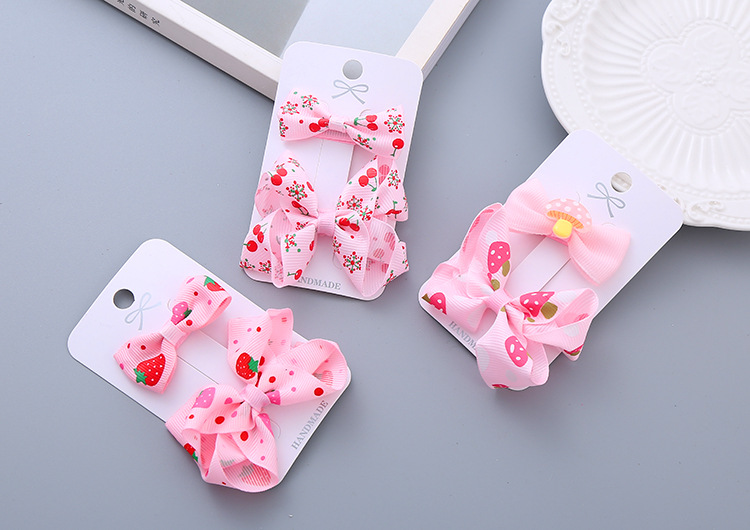 20g Weight Hair Clip Hair Accessories Type Yes Quantity Daily, Street Occasion Cherry, Strawberry, Bow Knot Pattern Girl'S Gender Sweet Style Girl's Sweet Cherry Strawberry Bow Knot Cloth Hair Clip 1