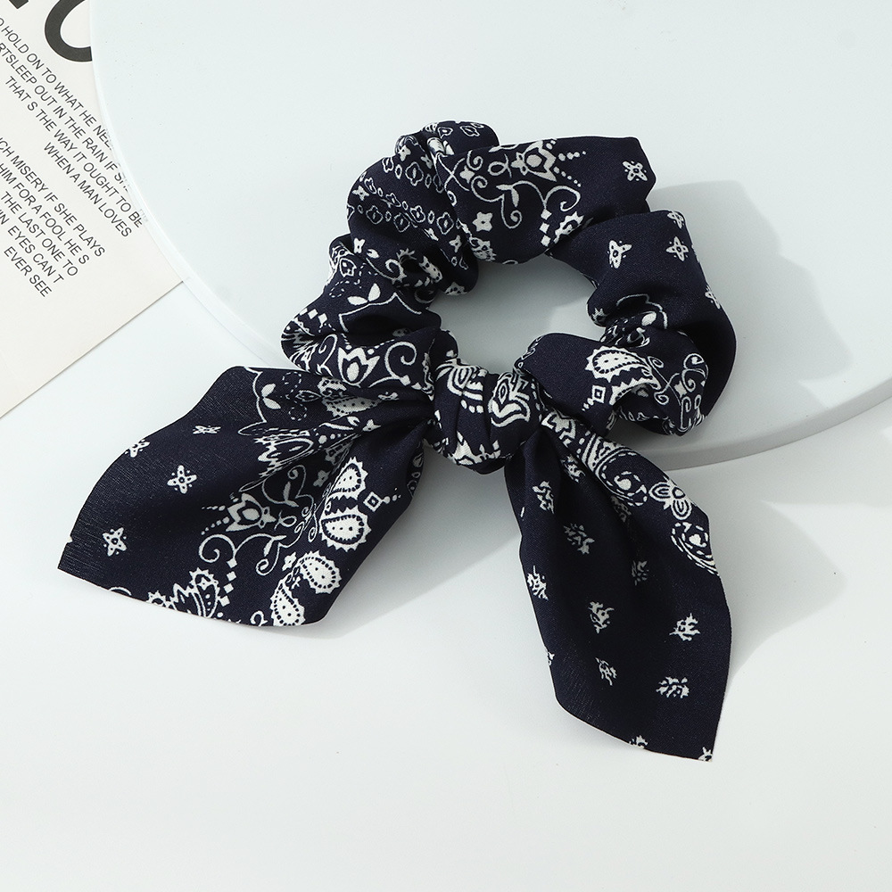 Fashion White Printed Chiffon Ribbon Bow Hair