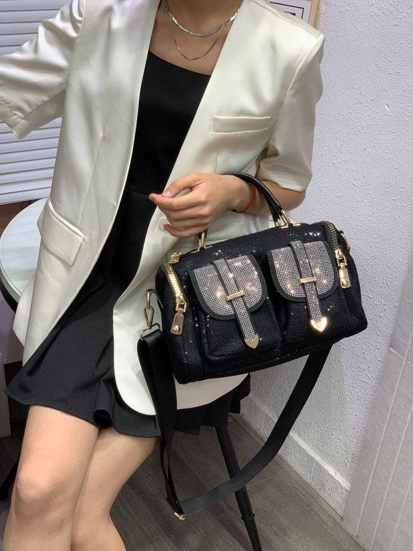 ヨーロッパとアメリカのトレンディなラインストーンスパンコールバッグ新しい女性の大容量ショルダークロスボディバッグカジュアル多用途ハンドバッグ女性|undefined