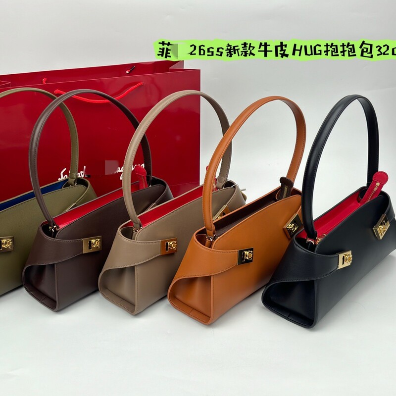 2026 Spring New Style Cowhide Leather Single-Shoulder Handbag Large Capacity Tote Bag Light Luxury High-End Handbag