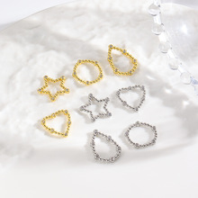 百搭原创铜镀18k星星爱心水滴圆形无孔连接器DIY手链项链制作配件