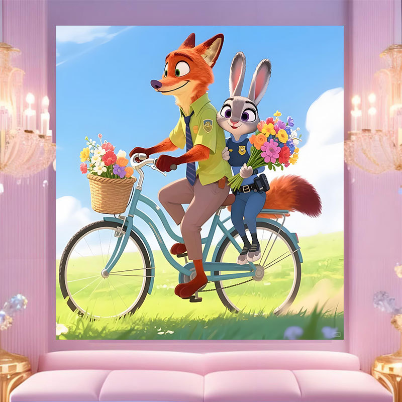 20 * 20 Crazy Zoo City pintura digital a mano diy dibujos animados pintura a mano Judith Decoration