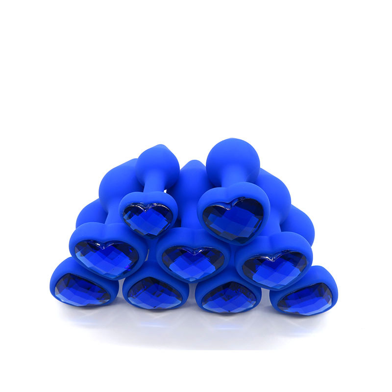 Heart-Shaped Silicone Anal Plug, Large Blue Waterproof Design for Adults — detail image 6