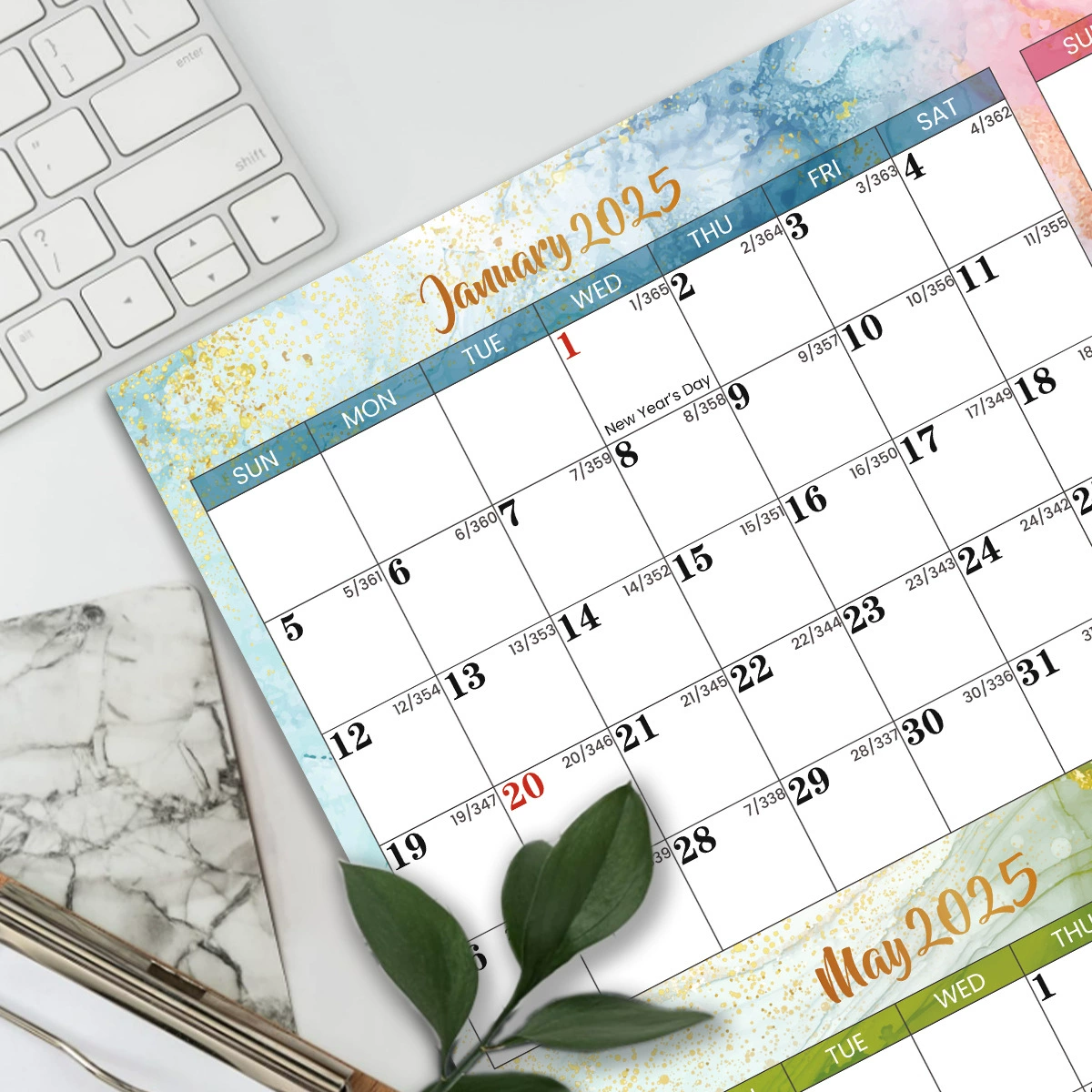 Double-sided erasable wall calendar, 2025 years, 12 month, English
