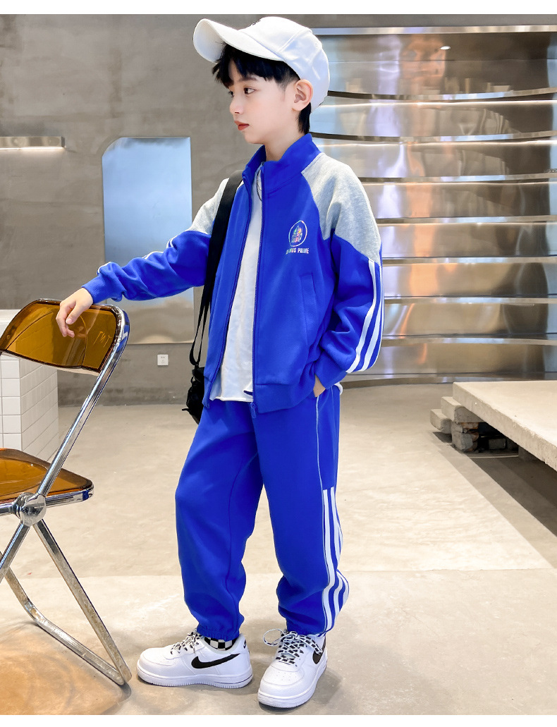 童装春秋新款儿童套装2022韩版男童套装帅气中大童运动套装两件套详情9