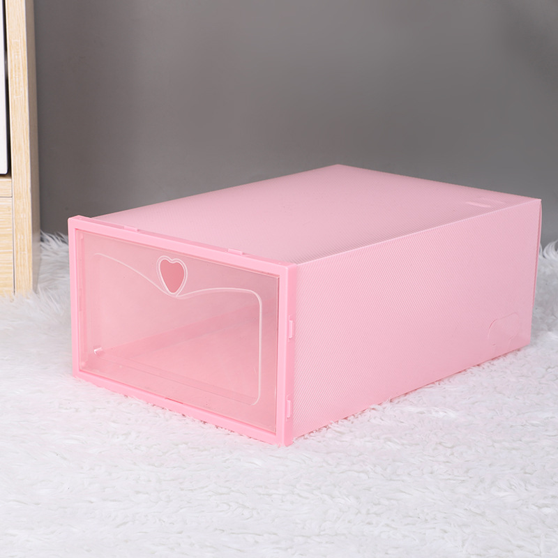 Factory Special Offer Shoe Box Wholesale Pp Color Transparent Plastic Peach Heart Hole Free Combination Stitching Shoes Storage Box