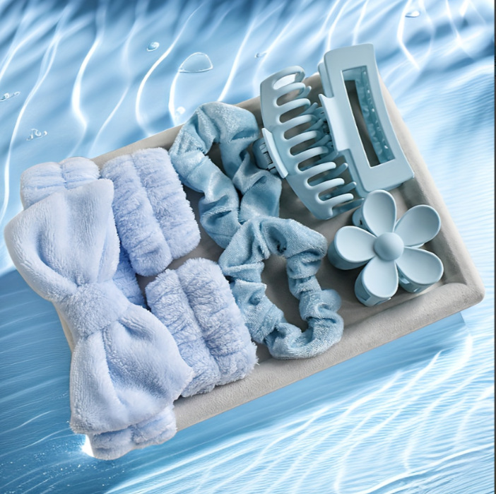 Nuevo 2024 cinturón de pelo suave cinturón de lavado con lazo clip de agarre mate mate multicolor anillo elástico de intestino grueso 8 piezas