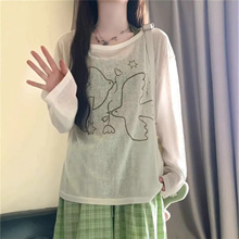 �nϵ���ļ����������ootd����Ů����㼑��bӡ��΢͸�����L��T��