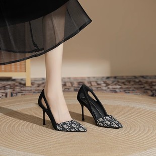 High Heels Women's 2024 New High-end Fashion All-match Shallow Mouth Pointed Stiletto Heel High-heeled Shoes Elegant Fashion Shoes