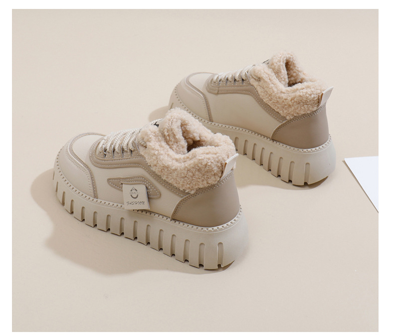 Stivali da neve alti in velluto invernale per studentesse, scarpe calde casual con plateau, scarpe di cotone_voghion.com