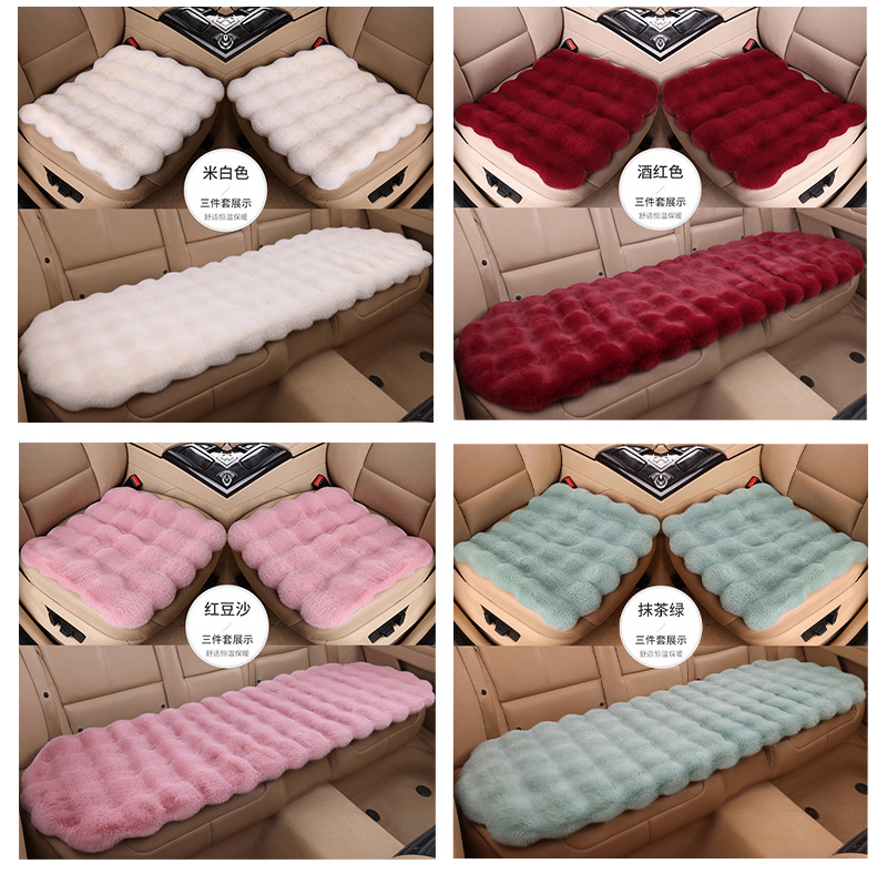 2023 TikTok car cushion winter rabbit plush car cushion bubble velvet warm men's and women's five-seat Universal seat cushion wholesale