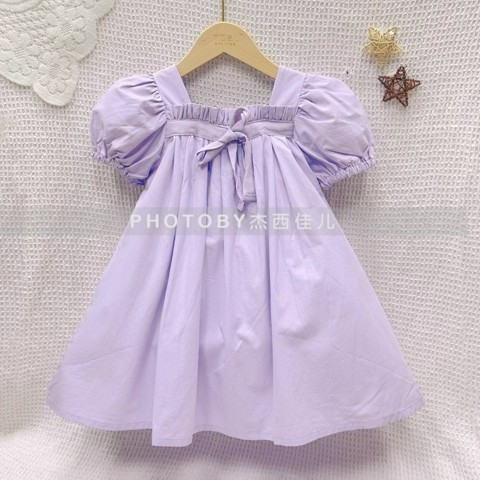 Ins falda de muñeca de verano coreana niña bebé lazo manga abullonada vestido de princesa vestido de cuello cuadrado floral