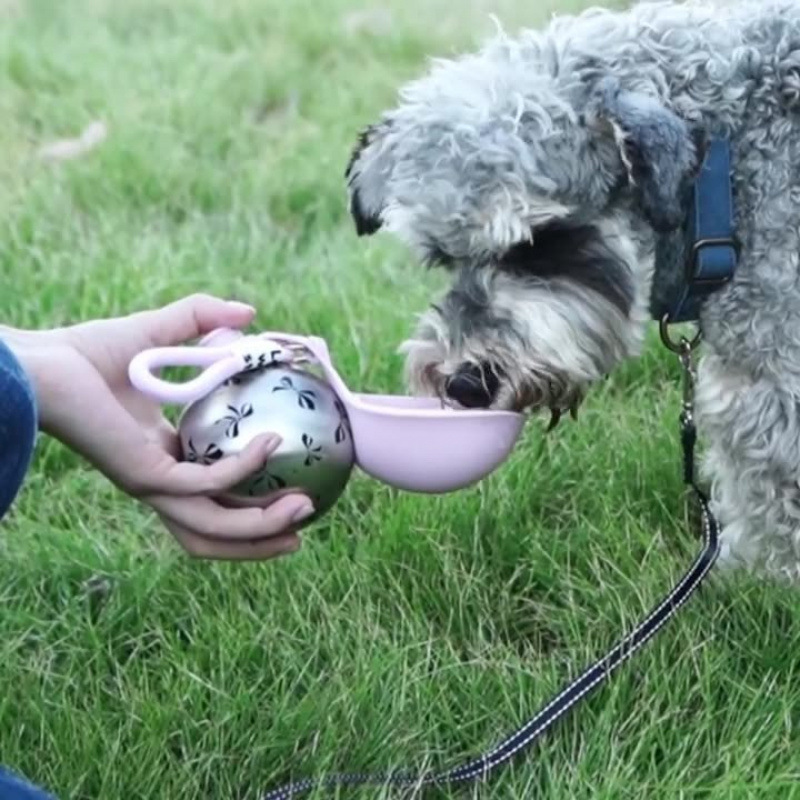 Pet impresión de acero inoxidable hervidor de agua para perros artículos para perros pasear al aire libre integral plegable taza de agua portátil hervidor de agua para mascotas