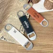 批发不锈钢长条开瓶器皮套 椭圆形挂腰金属开瓶器保护皮套 跨境