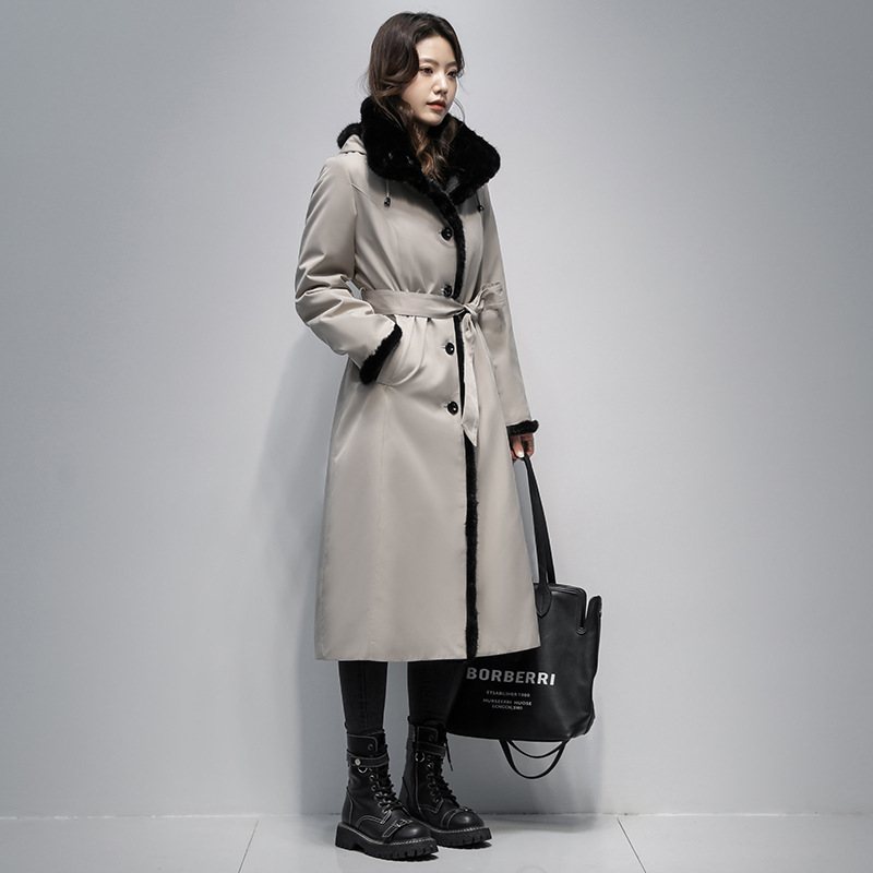 Parker Women's 2025 Winter New Rex Rabbit Fur Lining Classy Fur Outwear Women's Mink Fur Young Outwear