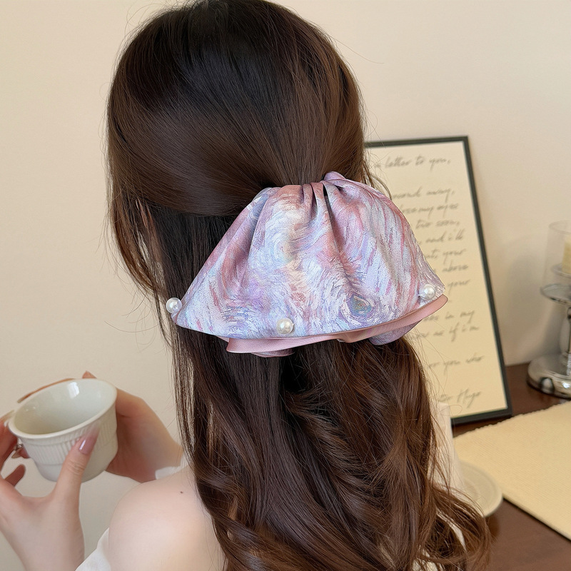 無地サテンリボン後頭部ヘアピン、スーパーフェアリーライト、豪華でファッショナブルなポニーテールクリップ、女性用の甘くてかわいいクリップ|undefined