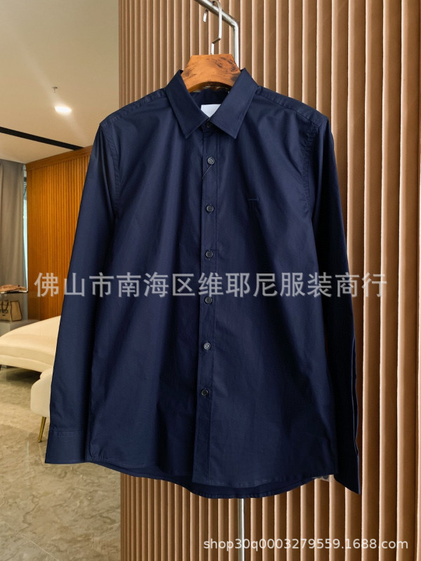 正确版英伦B家胸前TB刺绣纯色简约衬衫高级绅士休闲商务百搭衬衣|undefined