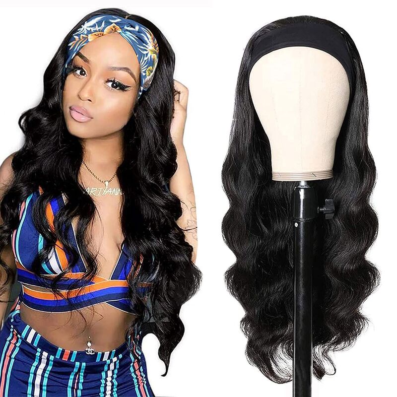 wig new headscarf wig European and American wig African fashion black hand roll headband wig wholesale factory wholesale