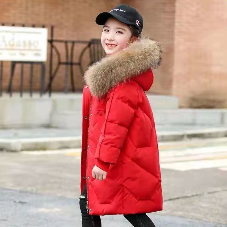 Ropa de los niños de algodón acolchado ropa para niños invierno 2023 nuevo estilo coreano grueso cuello de piel grande Chaqueta de algodón acolchado