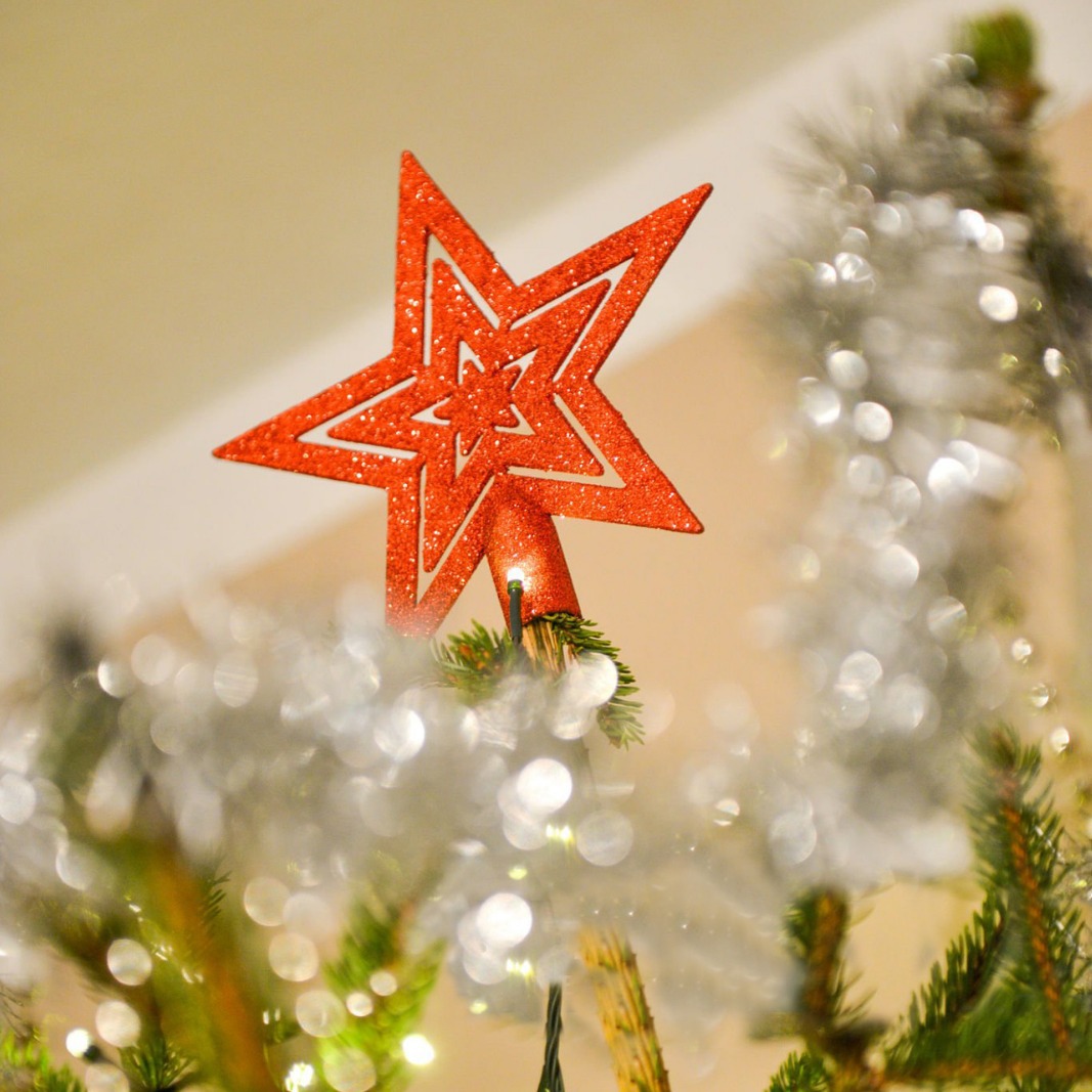 Árbol de Navidad transfronterizo estrella de tres capas estrella de cinco puntas estereoscópico árbol de Navidad estrella de decoración navideña fábrica directa