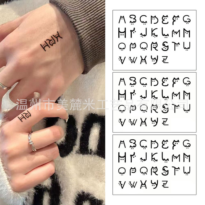 Wholesale kitten English letter tattoo cartoon cute ins wind small fresh simulation finger temporary tattoo stickers