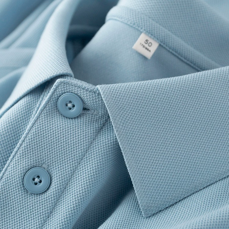 ! Толстый пике ~ трехигольная светло-голубая американская рубашка ПОЛО мужская с короткими рукавами летнего тонкого стиля