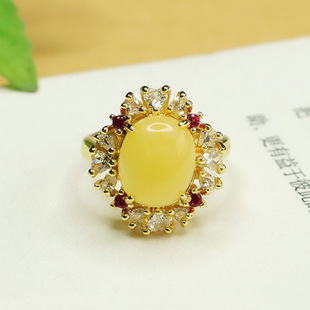 Aiyu natural yellow beeswax ring amber ring ring jewelry factory wholesale generation AY3122002