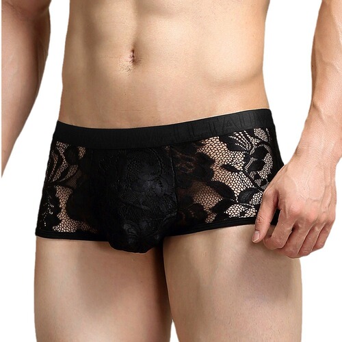 tauwell lace briefs men's flat-bottomed underwear men's low-rise novelty leggings black silk briefs