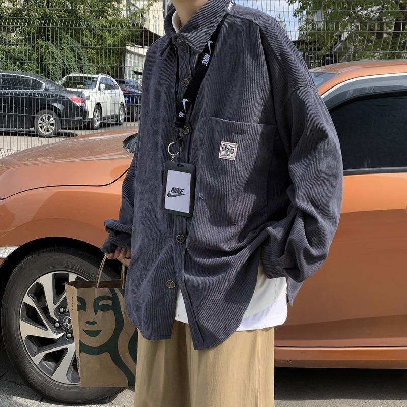 Core Velvet Shirt Men's Long-sleeved Japanese Style Wear with Light Spring Thin Outer Wear New 2022