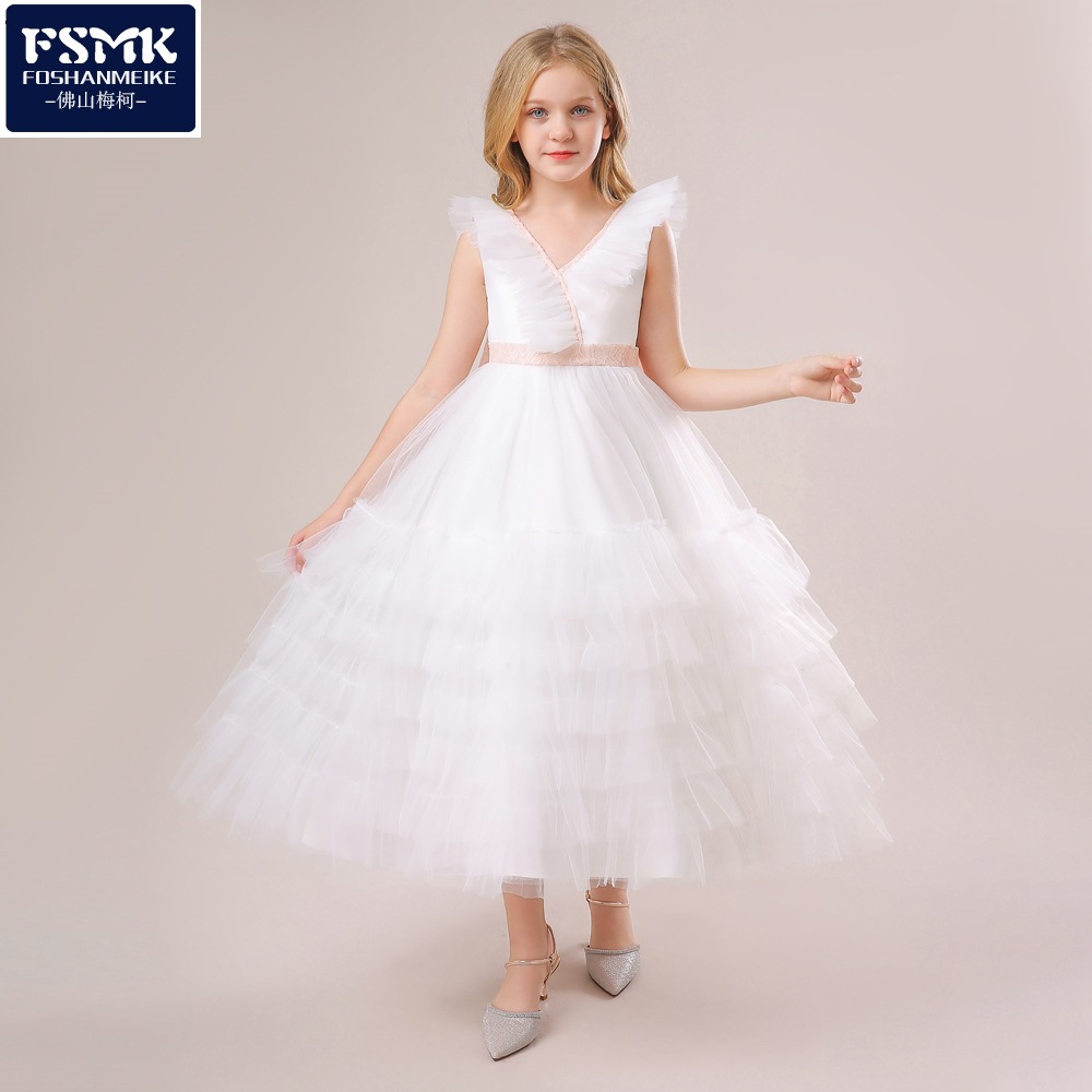 Europa y América Amazon nueva niña vestido princesa vestido en los niños de hilo neto terciopelo piano vestido de noche vestido