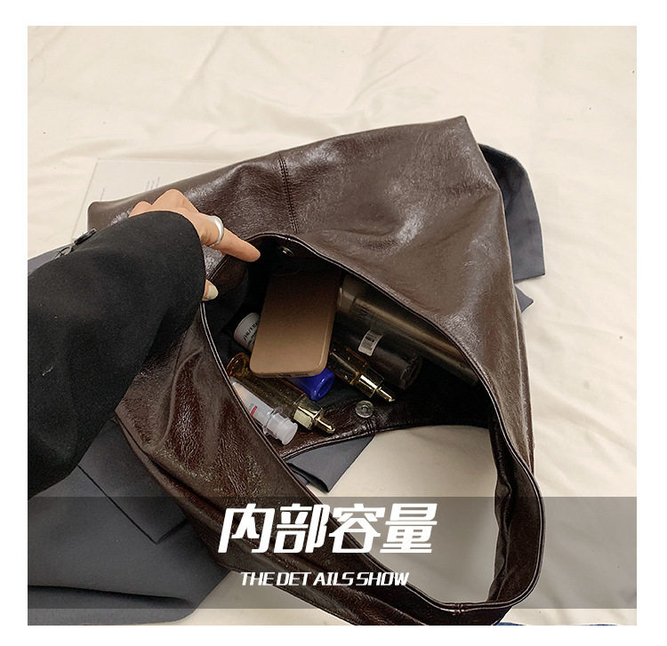 Túi tote nữ cỡ lớn đa năng quai đeo vai, kiểu túi mua sắm đơn giản phong cách thường ngày — Màu cà phê, Màu nâu, Màu trắng, Màu đen chi tiết 6