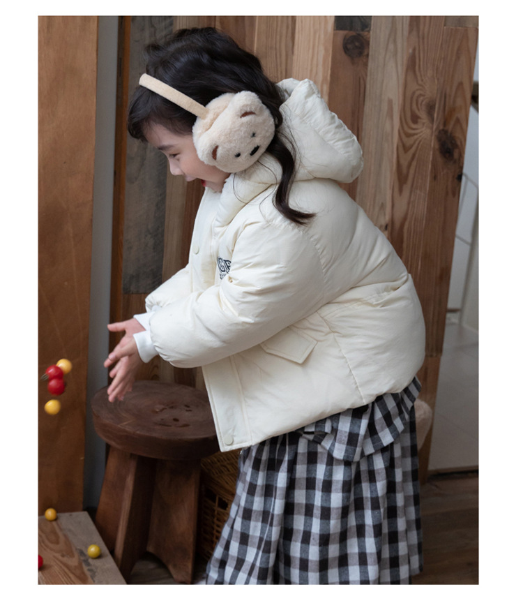 Children's 2023 new solid color hooded turtle shell jacket for boys and girls, white duck down children's clothing live_voghion.com