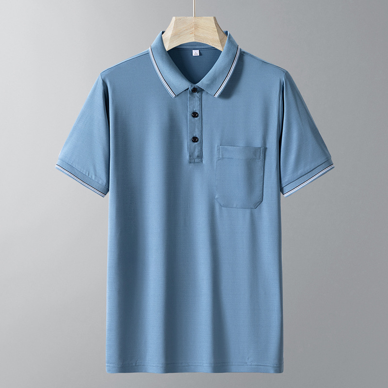 Verano hombre de mediana edad camiseta de manga corta de secado rápido con solapa comercial polo camiseta hombre media manga suelta papá abuelo ropa