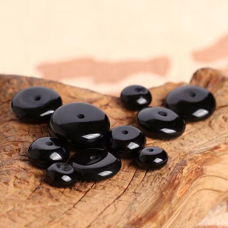 Authentic Natural Black Agate Spacer Flat Bead Spacer Loose Bead DIY Abacus Bead Bracelet Necklace Jewelry Accessories