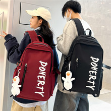 日系小众设计情侣背包男款大容量字母超酷休闲双肩包高中学生书包