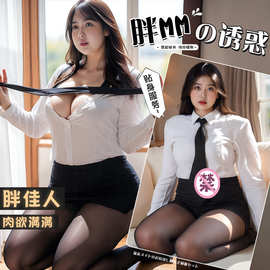 风情诱惑秘书情趣内衣女制服性感露沟纯欲大码包臀裙免脱套装1042