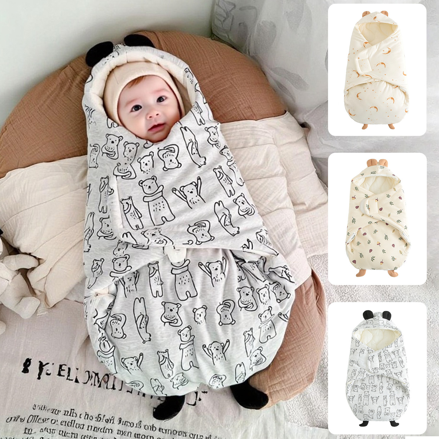 Newborn Baby Anti-Jump Sleeping Bag for Male and Female Babies, Quilted Swaddling, Winter Safety and Warmth, Delivery Room Wrap and Quilt